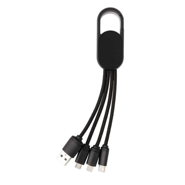 4-in-1 Kabel mit Karabiner-Clip, blau