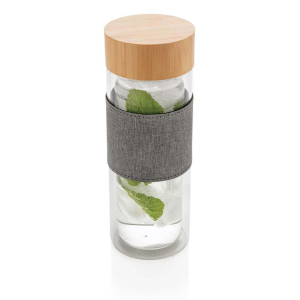 Impact doppelwandige Borosilikatglas-Flasche, transparent