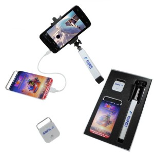 SET - POWER BANK, BLUETOOTH AUSLÖSER FÜR SMARTPHONE/IPHONE + SELFIE-STICK - Reklamnepredmety