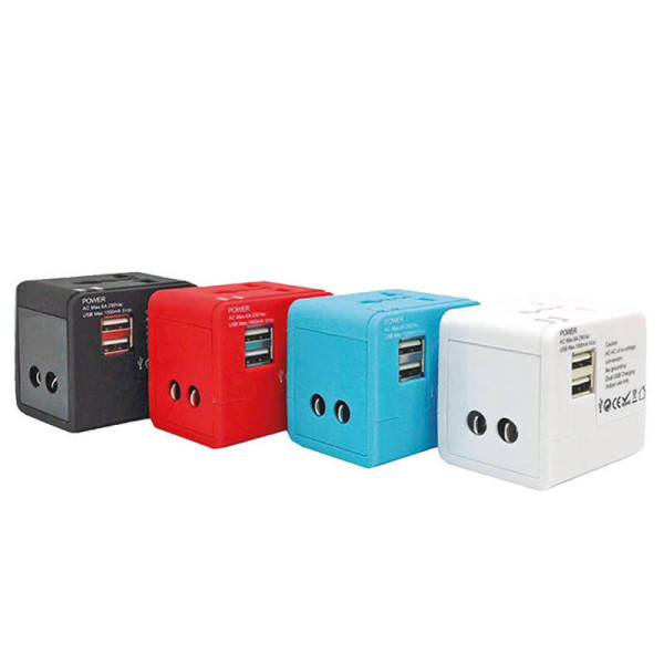 UNIVERSALER REISE-NETZADAPTER MIT 2 USB-AUSGÄNGEN