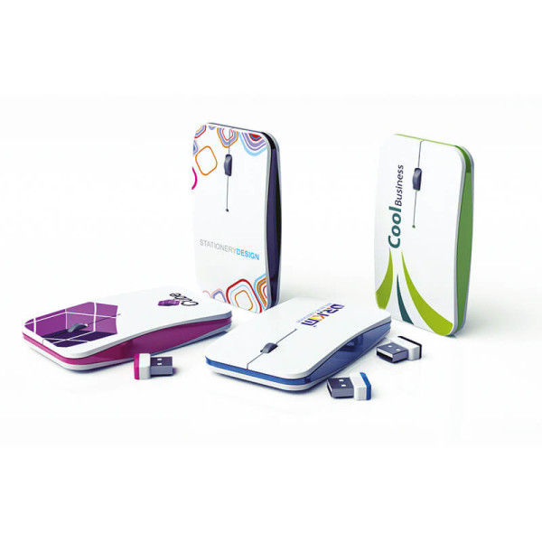 FLACHE KABELLOSE MAUS 2,4 GHZ, MIT CMYK-DRUCK