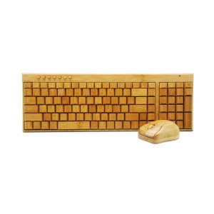 KOMBI - KABELLOSE BAMBUS-MAUS UND TASTATUR, 2,4 GHZ - Reklamnepredmety