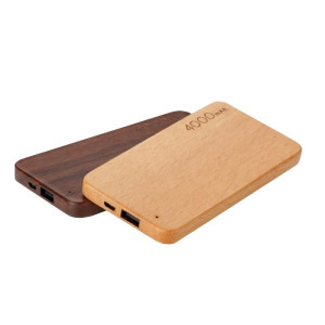 POWER BANK SLIM MIT HOLZGEHÄUSE, 4000 mAh - Reklamnepredmety