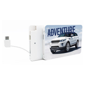 POWER BANK SLIM MIT EINGEBAUTEM KABEL, 4000 mAh - Reklamnepredmety