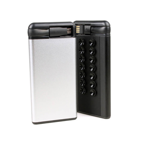 SLIM POWER BANK MIT SAUGKNOPF UND BEIGELEGTEM LADEKABEL, 4000 mAh
