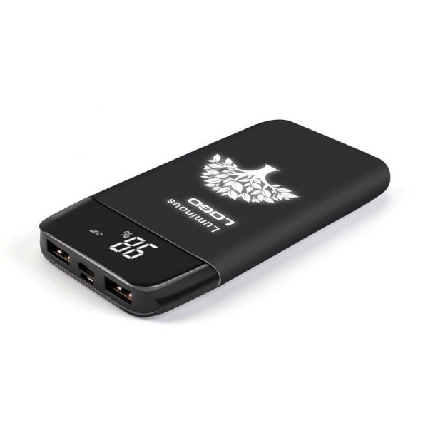 "SHAKE-ME" ELEGANTE DUALE POWER BANK MIT HOHER KAPAZITÄT UND EINEM LED-LOGO, DAS DURCH BEWEGUNG AUFLEUCHTET, 8000 MAH