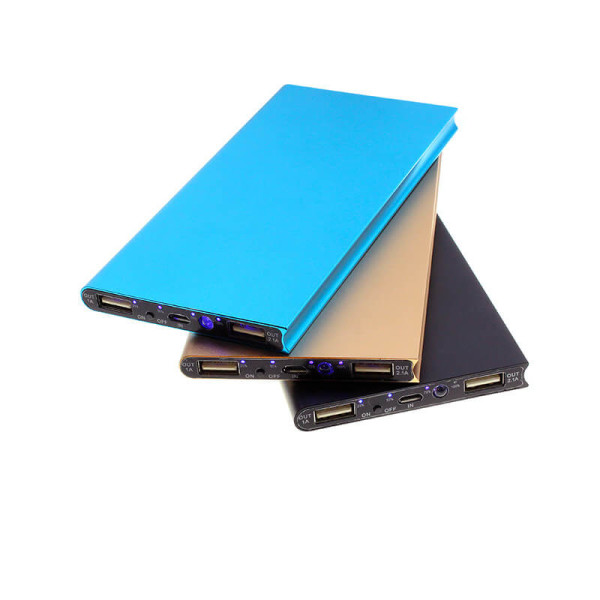 DUALE SLIM-POWER BANK MIT METALLGEHÄUSE (MOBILES LADEGERÄT) MIT LED-LEUCHTE, 8000 mAh
