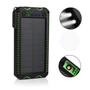 WASSERFESTE SOLAR POWER BANK MIT LICHT UND FEUERZEUG, 12000 mAh - Reklamnepredmety