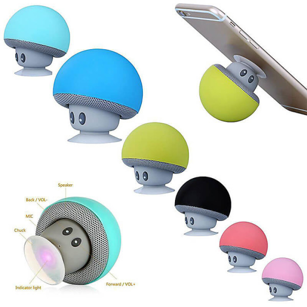 BLUETOOTH-LAUTSPRECHER MINI IN FORM EINES PILZES MIT SAUGKNOPF