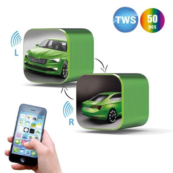 TRUE WIRELESS STEREO (TWS) SET VON ZWEI BLUETOOTH-LAUTSPRECHERN MIT EINER HOHEN WIEDERGABEQUALITÄT