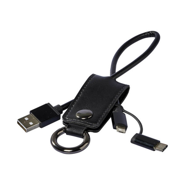 DATEN- UND LADEKABEL 3 IN 1 - LEDERANHÄNGER