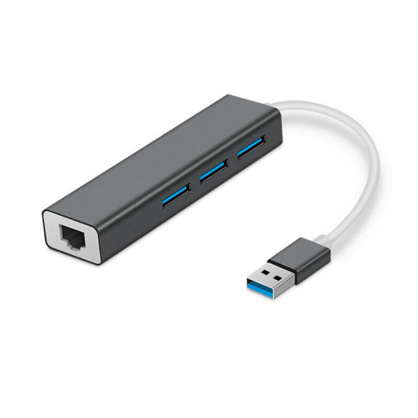 DATENHUB MIT 3 USB 3.0 UND RJ45 PORTS