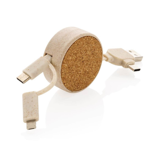 Kork und Weizen 6-in-1 Ladekabel, braun