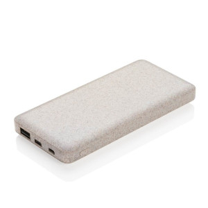 10.000 mAh Weizenstroh Powerbank, braun - Reklamnepredmety