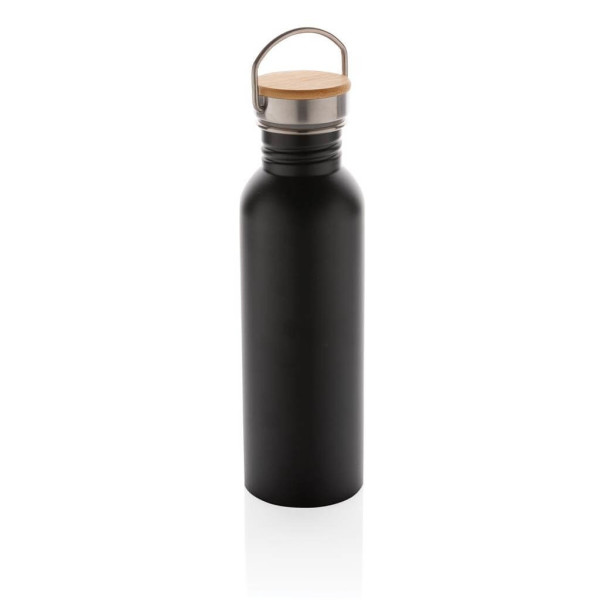 Moderne Stainless-Steel Flasche mit Bambusdeckel, grün