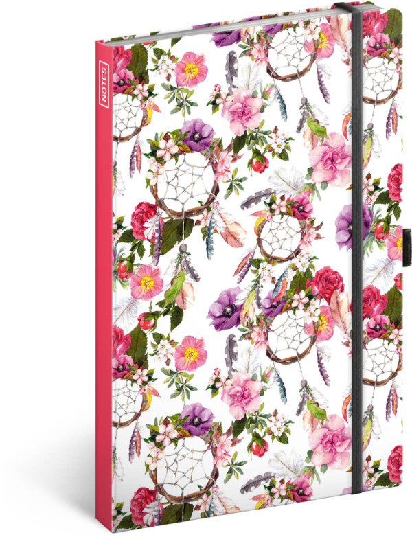 NOTIQUE Notes Lapač snov ružový, linajkovaný, 13 x 21 cm