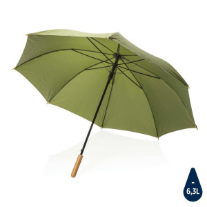 27" Impact AWARE™ RPET 190T Auto-Open Bambus-Schirm, navy bl - Reklamnepredmety