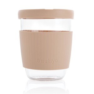 Ukiyo Borosilikatglas mit Silikondeckel & Sleeve, braun