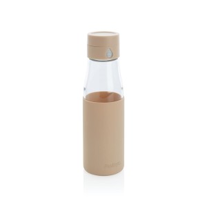 Ukiyo Trink-Tracking-Flasche aus Glas mit Hülle, braun