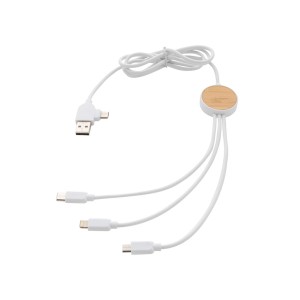 Ontario 6-in-1 Kabel aus RCS recyceltem Kunststoff, weiß - Reklamnepredmety