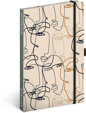 NOTIQUE Notizen Gesicht, liniert, 13 x 21 cm - Reklamnepredmety
