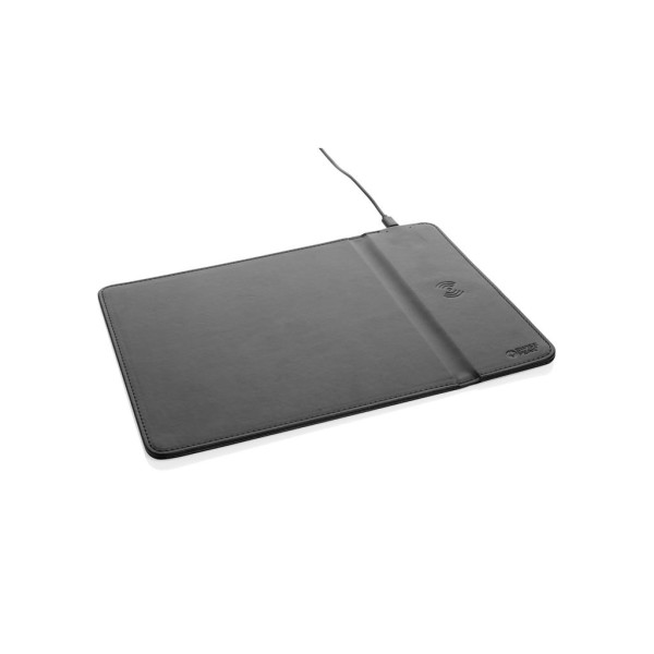 Swiss Peak RCS recyceltes 10W Wireless-Charging PU Mauspad,