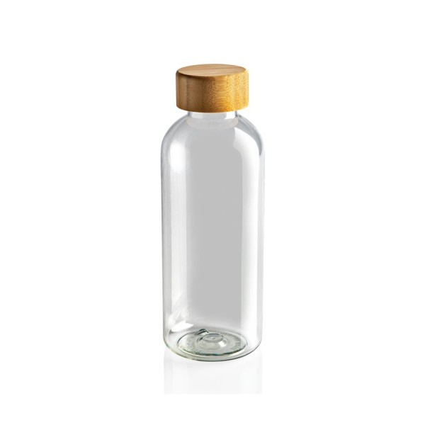 GRS rPET Flasche mit FSC Bambus-Deckel, blau