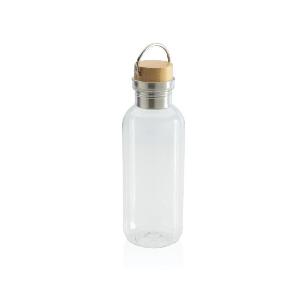 GRS rPET Flasche with FSC Bambusdeckel und Griff, blau