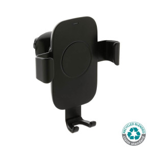 10W Wireless Charging Autohalter aus RCS Plastik, schwarz - Reklamnepredmety