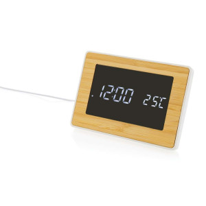 Utah LED-Wetterstation aus RCS rKunststoff & FSC®Bambus, braun - Reklamnepredmety