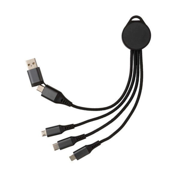 Terra 6-in-1-Ladekabel aus RCS recyceltem Aluminium, grau