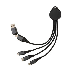Terra 6-in-1-Ladekabel aus RCS recyceltem Aluminium, grau - Reklamnepredmety