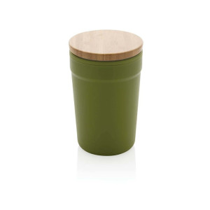 GRS rPP-Becher mit FSC®-Bambusdeckel, grün - Reklamnepredmety
