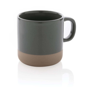 Becher aus glasiertem Keramik, grün - Reklamnepredmety