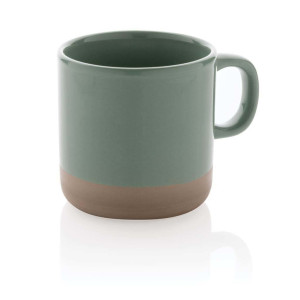 Becher aus glasiertem Keramik, grün - Reklamnepredmety