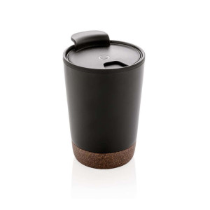 GRS rPP Edelstahl-Kaffeebecher mit Kork, blau - Reklamnepredmety