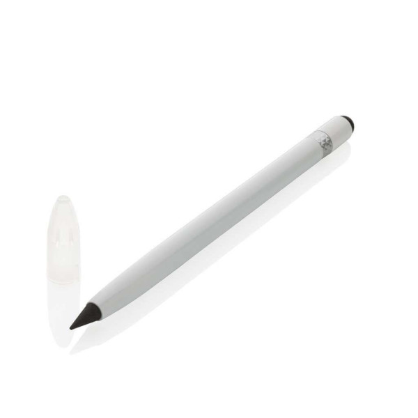 Tintenloser Stift aus Aluminium mit Radiergummi, grün