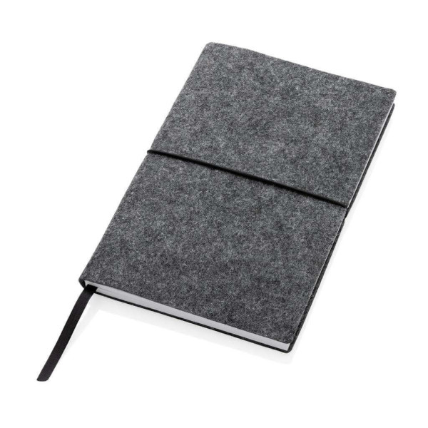 A5-Softcover-Notizbuch aus GRS zertifiert recyceltem Filz, grau