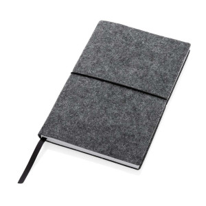 A5-Softcover-Notizbuch aus GRS zertifiert recyceltem Filz, grau - Reklamnepredmety
