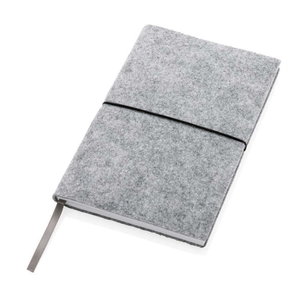 A5-Softcover-Notizbuch aus GRS zertifiert recyceltem Filz, grau