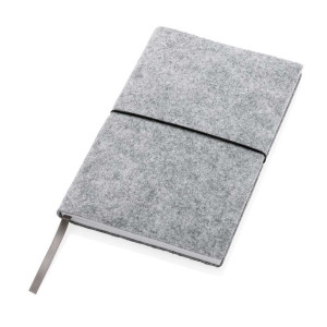 A5-Softcover-Notizbuch aus GRS zertifiert recyceltem Filz, grau - Reklamnepredmety