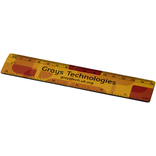 Terranisches Lineal 15 cm aus 100% recyceltem Kunststoff zum Bedrucken