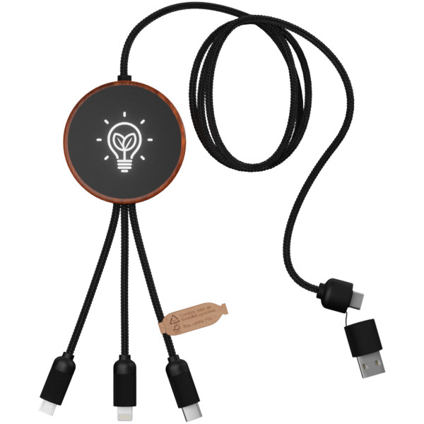 5in1 rPET Ladekabel mit leuchtendem Logo und 10 W Ladepad SCX.design C40