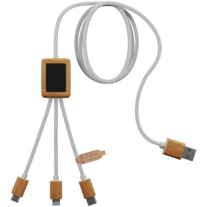 Ladekabel 3in1 rPET mit leuchtendem Logo und Bambussleeve SCX.design C39 - Reklamnepredmety