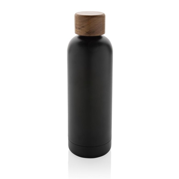 Wood Vakuumflasche aus RCS recyceltem Stainless-Steel, grau