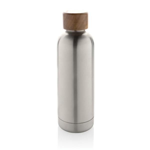 Wood Vakuumflasche aus RCS recyceltem Stainless-Steel, grau