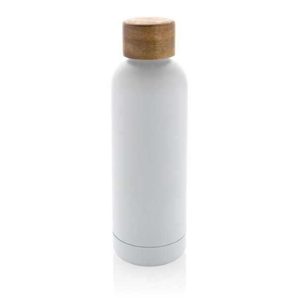 Wood Vakuumflasche aus RCS recyceltem Stainless-Steel, grau