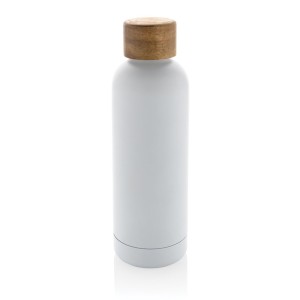 Wood Vakuumflasche aus RCS recyceltem Stainless-Steel, grau - Reklamnepredmety
