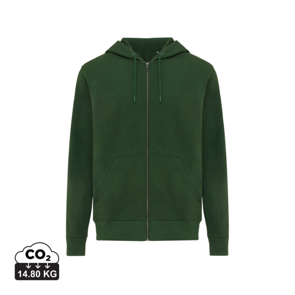 Iqoniq Abisko Zip-Kapuzenpullover aus recycelter Baumwolle, ungefärbtes blau