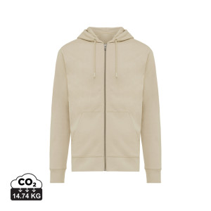 Iqoniq Abisko Zip-Kapuzenpullover aus recycelter Baumwolle, ungefärbtes blau - Reklamnepredmety
